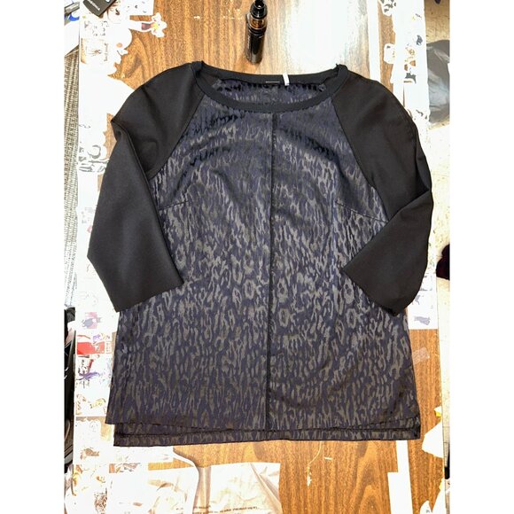 Elie Tahari Leopard Jacquard Seamed Top Small Money Goth Sophisticated - Picture 11 of 11